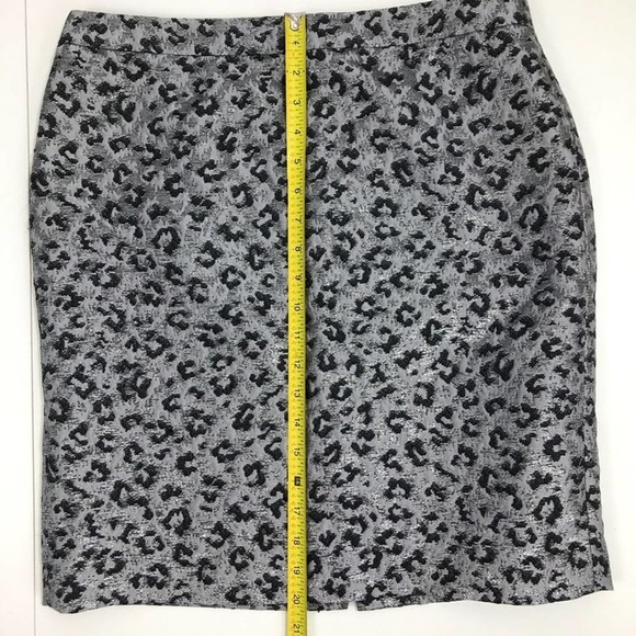 Loft Pencil Skirt Animal Print Silver Black 8 - Picture 6 of 9